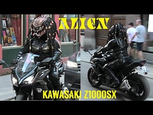 ALIEN Woman ??? Predator ? KAWASAKI Z1000SX on the road - Alien Frau ? auf dem Motorrad unterwegs