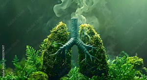 Concept of Clean Breathing: Healthy Green Lungs Free of Pollution. Concept Clean Air, Healthy Lifestyle, Pollution Prevention, Green Environment Stock Video