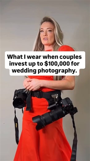 Lauren Ashley Grenda | Chicago Wedding Photographer & Beyond on Instagram: "My wedding collections can reach $100k depending on travel, coverage, and creative services. So yes, how I show up matters. 🤍 When couples invest in a luxury experience, I honor that in every detail — including the way I present myself. Chic. Professional. Comfortable enough to move with energy, refined enough to match the elegance of the day. And yes, even my Spider Holster is intentional. It keeps my gear close, lets 