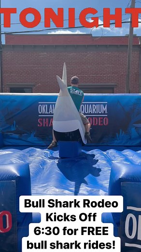 Bull Shark Rodeo TONIGHT! It’s a FREE block party Join is tonight at 6:30 pm! Join us in Downtown Jenks for the perfect kick for the weekend with the fam! #sharklahoma | Oklahoma Aquarium