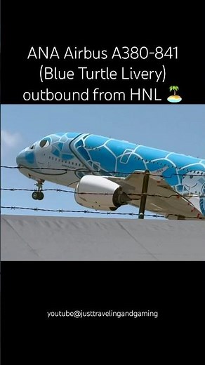 🇯🇵All Nippon Airways A380 (Blue Turtle Livery) in Action at HNL! 🐢 ✈️ #planespotting #short