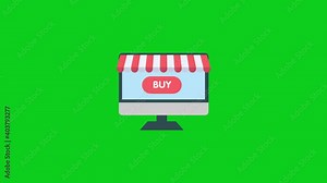 e-commerce icon animation - Vector art.4K video.Simple motion animation.can be used for Explainer Video.green background