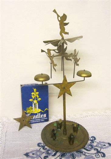 Swedish Brass Chimes Candle Holder Rotating Angels Christmas Candle Carousel - Etsy