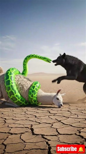“Python Wraps Llama — Wolf Jumps In to Save It! 🐍🦙🐺”#animalrescue#rescue#animals #ai#nature#viral