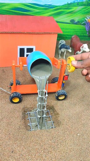 Mini Tractor Cement Mixer Project 😱 | Homemade Construction Machine #shorts #youtubeshorts