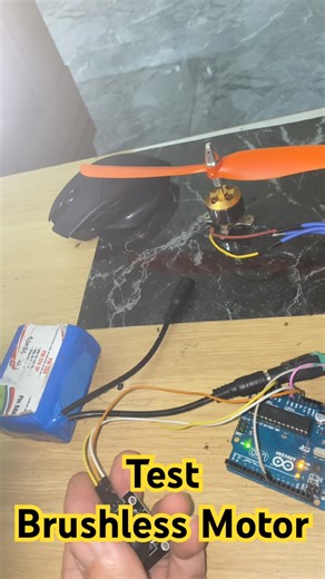 Test arduino control brushless to diy drone #arduino #brushless #drone #automobile #rccar