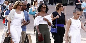 Michelle Obama Masters the Off-the-Shoulder Shirt in Italy