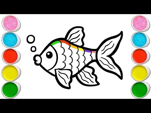 How to draw fish and color rainbow fun for kids 