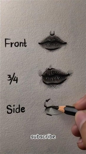 how to draw lips front 3/4 side tutorial#art