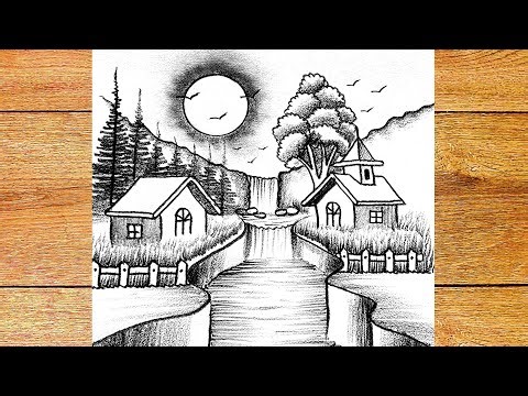 How to drawing 3d waterfall scenery