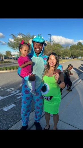 We decided to go with a Monsters Inc theme this year for our costumes! #familyhalloweencostume #halloween #monstersinc #diy #boo #sully #mikewazowski #disney #kids