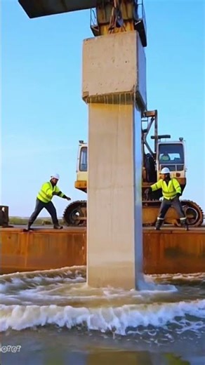 Impossible Engineering: Installing Bridge Pillars in Water #bridge #crane