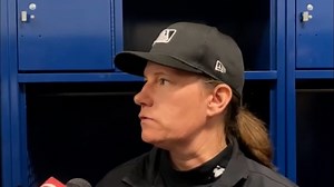 Jen Pawol umpires Spring Training game
