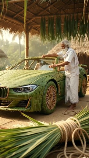 Village Artisan Builds Fully Drivable BMW M12 From Coconut Leaves 😱🌿