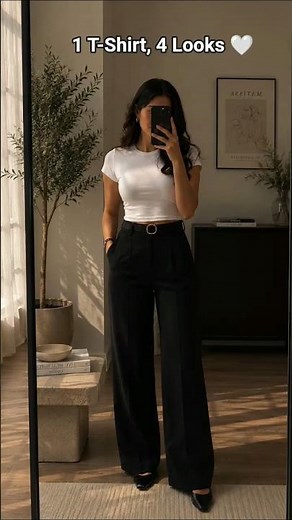 How to style 1 white t-shirt in 4 different ways .Outfit links are in my Community Post