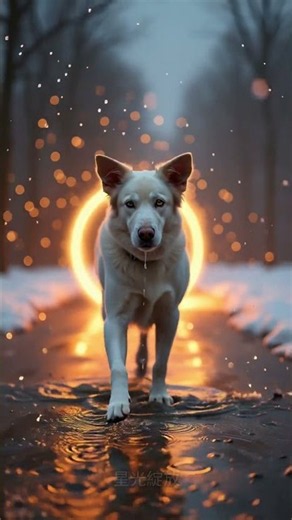 《星火靈犬：穿越暗夜的光之旅》#靈性白犬`#光影美學`#AI視覺震撼``#治癒系短片`#DogArt`#CinematicAI` #LightSpark