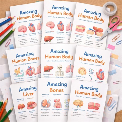 Human Body Poster | Kids Anatomy Posters Printable | Educational Body Systems | Homeschool & Classroom Print - Etsy