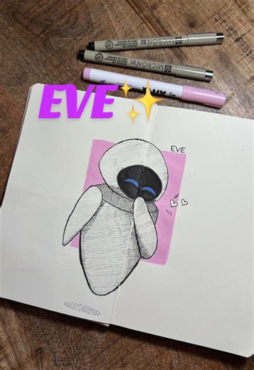Yesterday WALL-E, today EVE. My robot duo is complete ✨ #draw #inktok #colortok #pixar #fyp