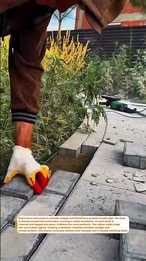 Curved Paver Edge Cutting And Perfect Fit So Satisfying #DIY #Paving #Construction!!!