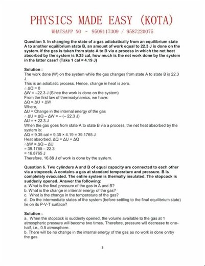 Thermodynamics solved exercise; zeroth law of thermodynamics; heat engine and efficiency; hess law;