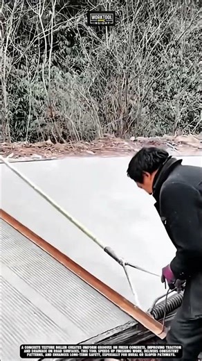 Grooving fresh concrete surfaces using Work tool Heavy Duty Concrete Texture Roller #tool #worktool