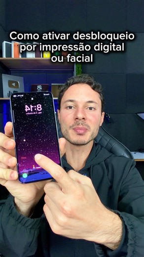 Como ativar o desbloqueio por impressão digital ou reconhecimento facial no celular Android #dicas