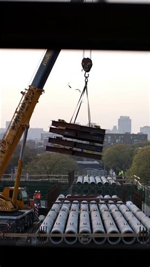Perfect placement of heavy steel beams. #construction