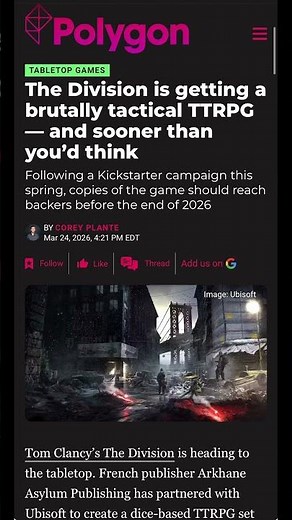 The Division Is Becoming a TTRPG #therift