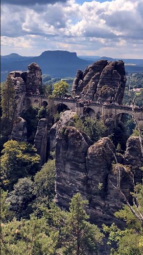 Rathen in Saxon Switzerland: Beautiful Tall Rocks at Iconic Bastei Bridge