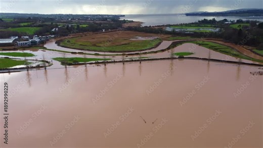Topsham floods and flooding near darts farm devon england uk