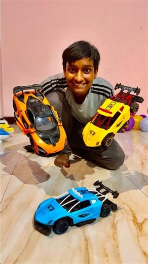 Blue Racing RC Car Vs Orange Supercar & Yellow Toy Car! 🏎️🔥