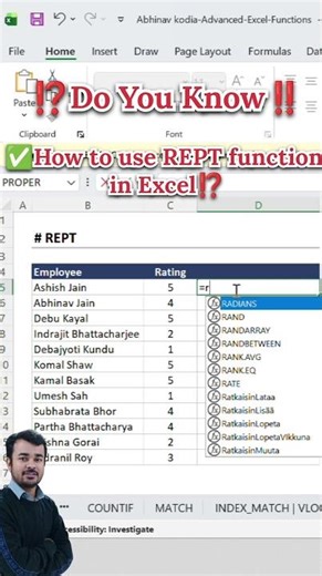 ✅How to use REPT Function in Excel #excel #exceltricks #exceltips #shorts #ytshorts