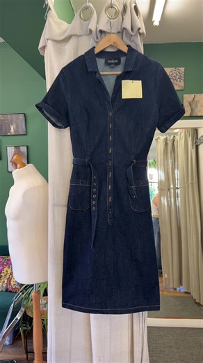 Level and shorten this denim dress with us! 🧵 #alterationsclothing #alterationsandrepairs #derbybusiness #sewing