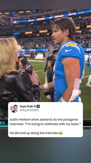 JPA Football on Instagram: "After their dramatic overtime victory against the Eagles, Justin Herbert was not trying to be interviewed "