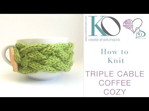 How to Knit Triple Cable Coffee Cozy