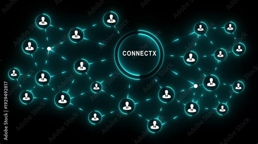 CONNECTX network business communication technology collaboration Professional torso operating glowing interface to CONNECTX teams enable networking and boost
