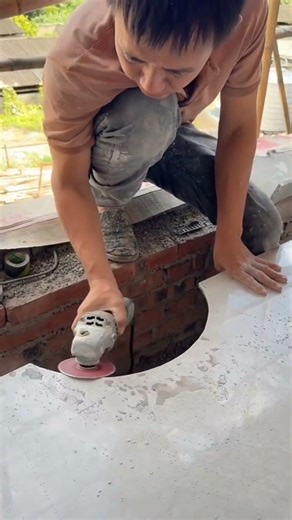 Ceramic edge sanding process after precision cutting stage #tiling #construction #ceramicwork