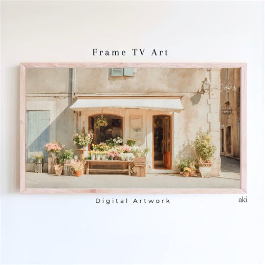 French Flower Shop Frame TV Art, European Cottagecore Street Wall Decor, Romantic Provence Village (digital Download) - Etsy