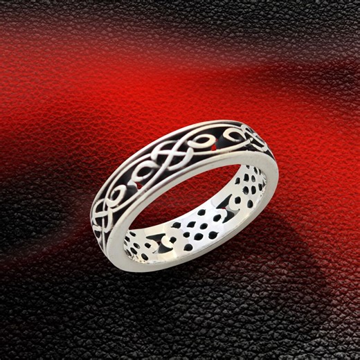 Sterling Silver Celtic Knot Ring - Oxidized Infinity Band, Unisex Promise Ring - Etsy
