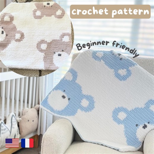 Crochet Baby Bear Blanket Pattern – Beginner Friendly, With Video Tutorial (PDF Pattern) - No Sewing Machine Needed - Etsy Australia