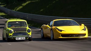 Mini Cooper S 1965 vs Ferrari 458 Italia '09 at Nurburgring Nordschleife Track Day #supercars #mrbean | Carluxius