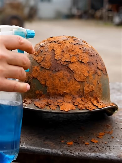 Restoring a Forgotten WWII M1 Helmet – Full Surface Rust Removal in Extreme Detail#ToolRestoration