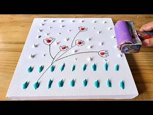 How To Draw Easy & Simple Flower / Acrylic Abstract Painting / Step By Step For Beginner / Relaxing