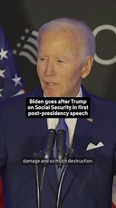 In his first post-presidency address, former President Joe Biden took aim at President Donald Trump and urged Americans to defend Social Security.⁠ ⁠⁠ #joebiden #donaldtrump #socialsecurity | NBC Chicago