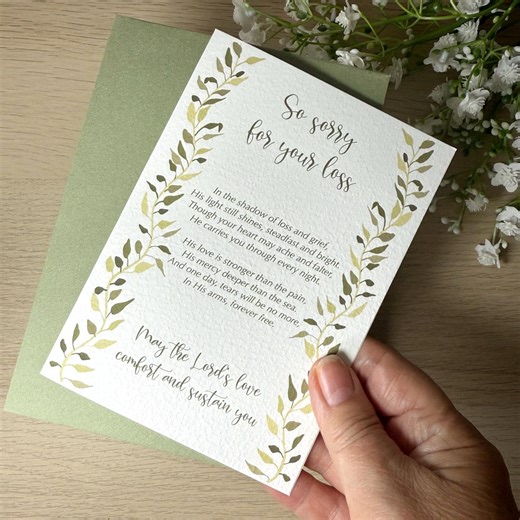 Christian Sympathy Card | so Sorry for Your Loss | Religious Bereavement Card | Condolence Card With Scripture Comfort - Etsy UK