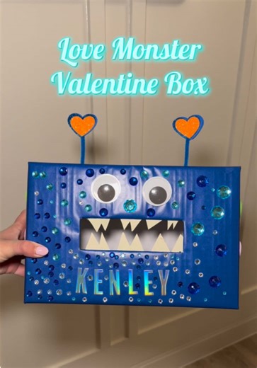 Creating a Blue Love Monster Valentine Box