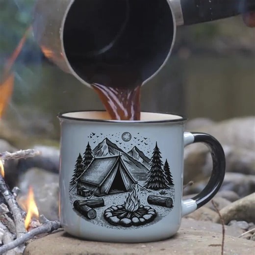 Camping Tent Vector Illustration, Mountain Landscape Svg - Etsy