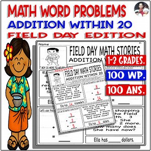 FIELD DAY Addition Word Problems Within 20 - Ready Boost Joy Challenge Win Skill