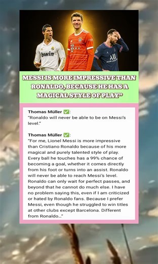 Thomas Müller’s Honest Take on Messi vs Ronaldo #success #football #viral #soccer #goat #shorts #fyp
