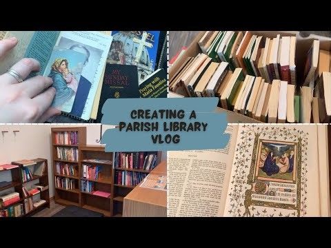 creating a library at my parish 📚 sorting through books and organizing a church library